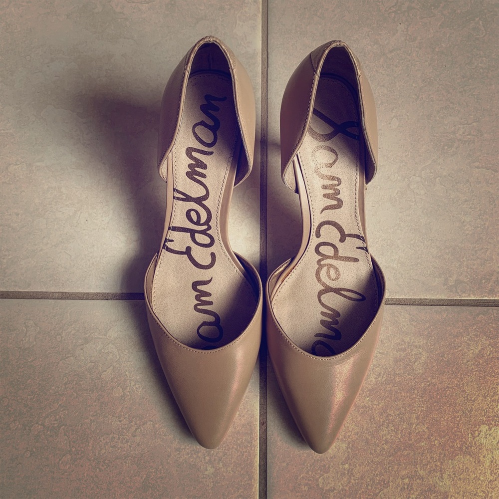 Sam Edelman Telsa D’Orsay Nude Leather Heels